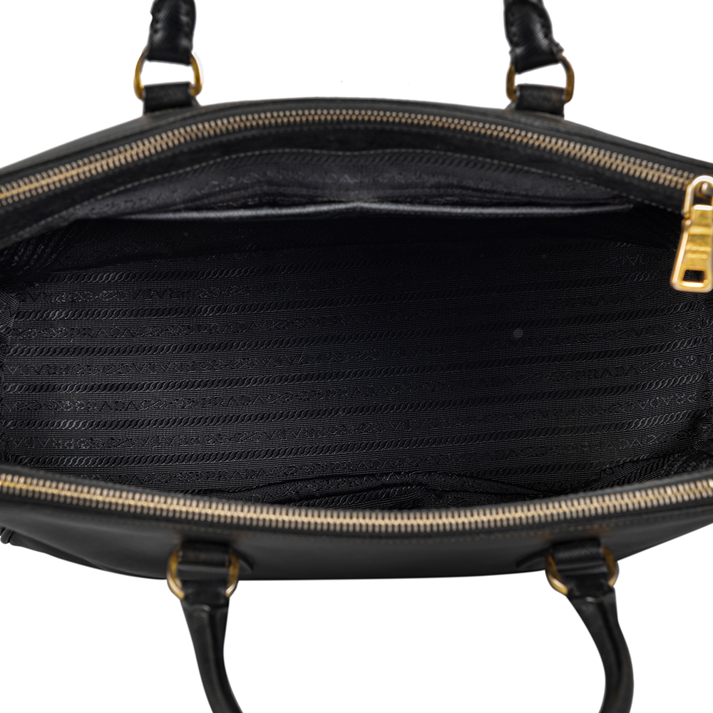 Prada Medium Saffiano Lux Galleria Double Zip Bowling Bag - Black Handle  Bags, Handbags - PRA860491