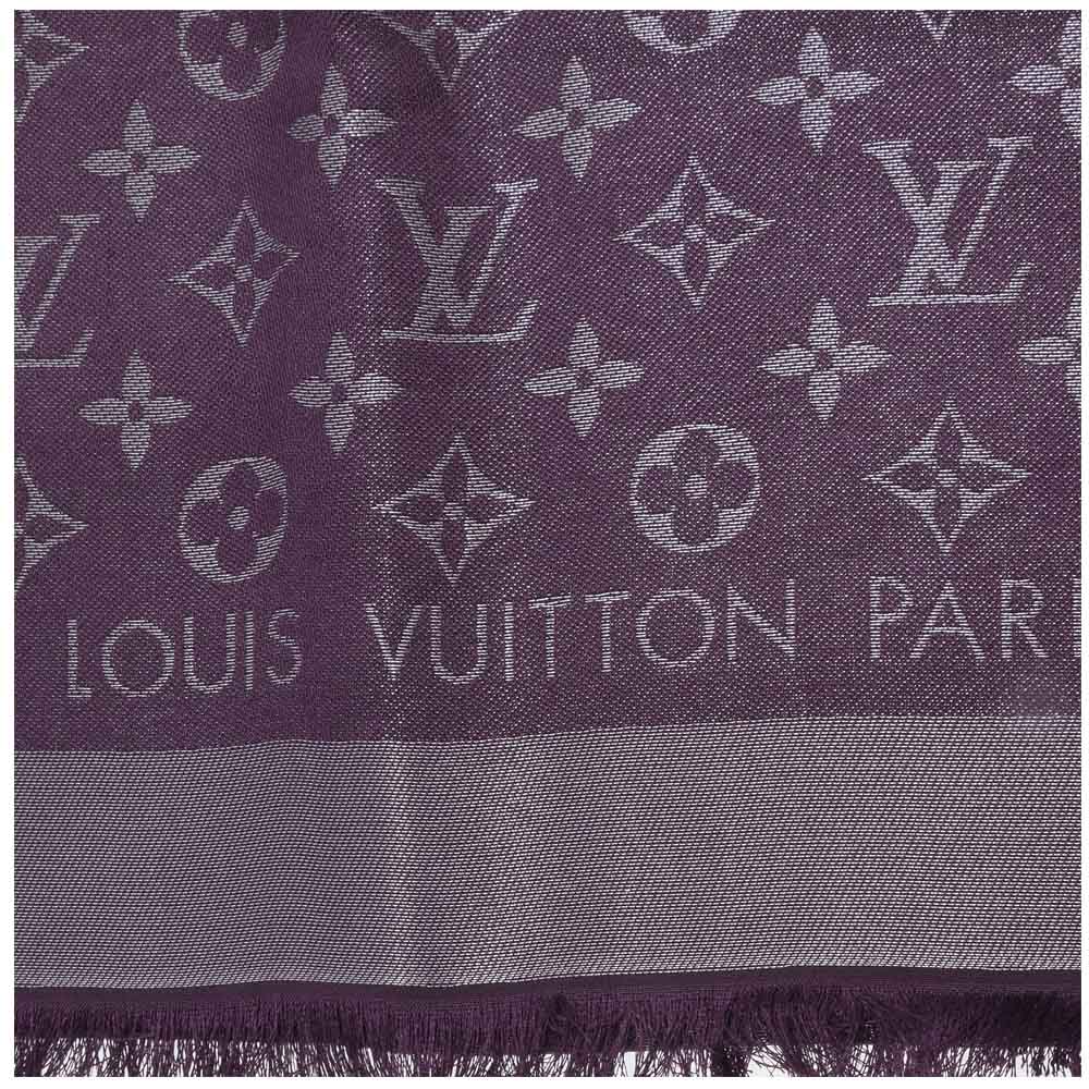 Shop Authentic Louis Vuitton Scarf online India My Luxury Bargain LOUIS VUITTON PURPLE MONOGRAM WOOL & SILK SHAWL