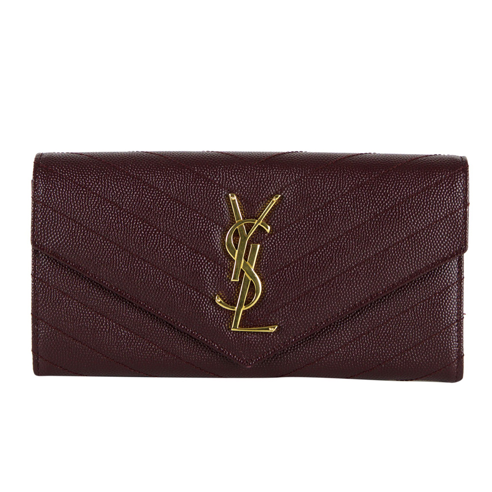 Shop YSL wallets online India My Luxury Bargain Saint Laurent Paris Maroon Leather Monogram Flap Wallet