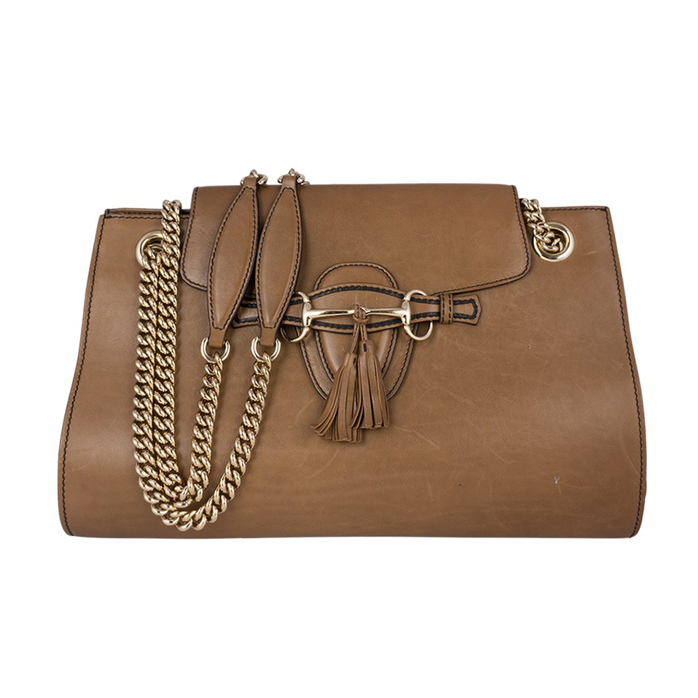 Gucci Brown Leather Large Emily Chain Shoulder Bag