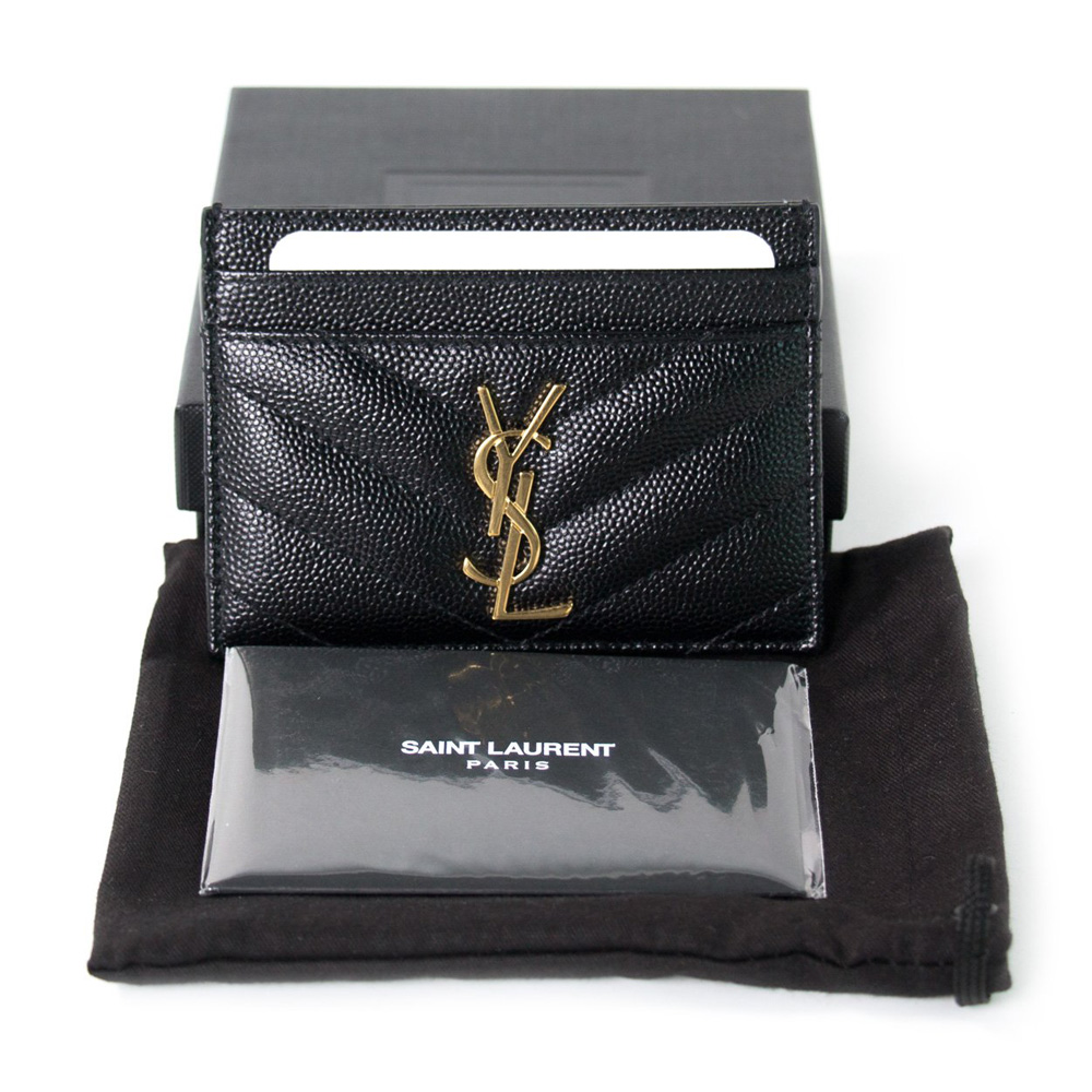 Saint Laurent Paris Black Leather Card Holder