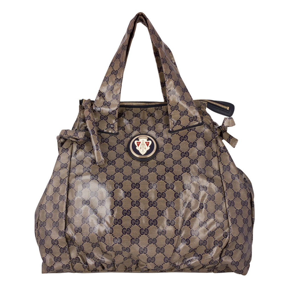 Gucci Beige/Blue GG Crystal Coated Canvas Large Hysteria Tote