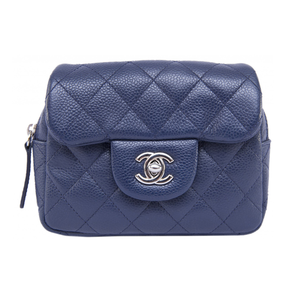 Chanel Blue Double Flap Handbag SHW