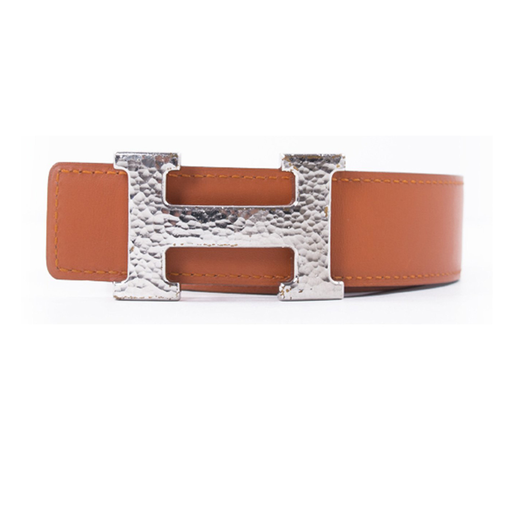 Hermes Orange White H Buckle Reversible Belt