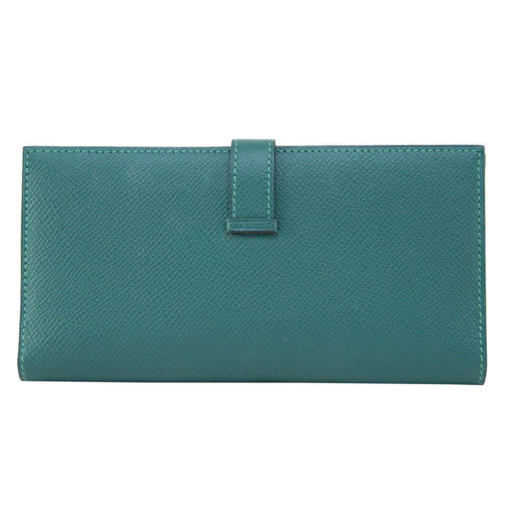 Hermes Malachite Green Epsom Leather Bearn Gusset Wallet
