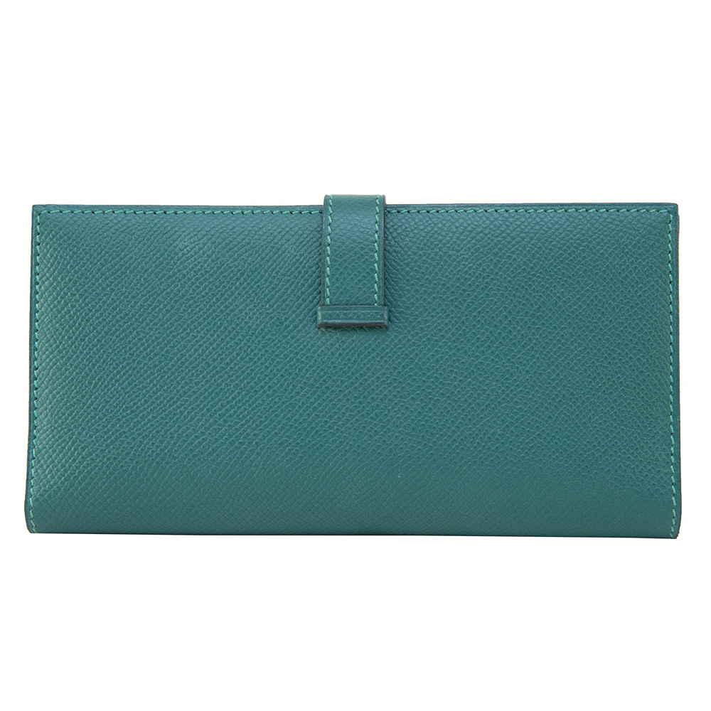 Hermes Teal Blue Epsom Leather Bearn Card Holder Hermes