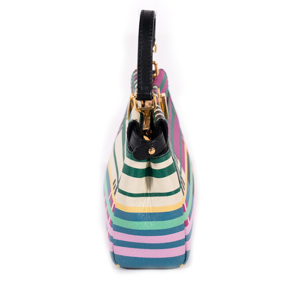 FOSSIL 1954 Large Tote Purse Handbag Canvas Multi-Color Striped Leather  Trim | eBay