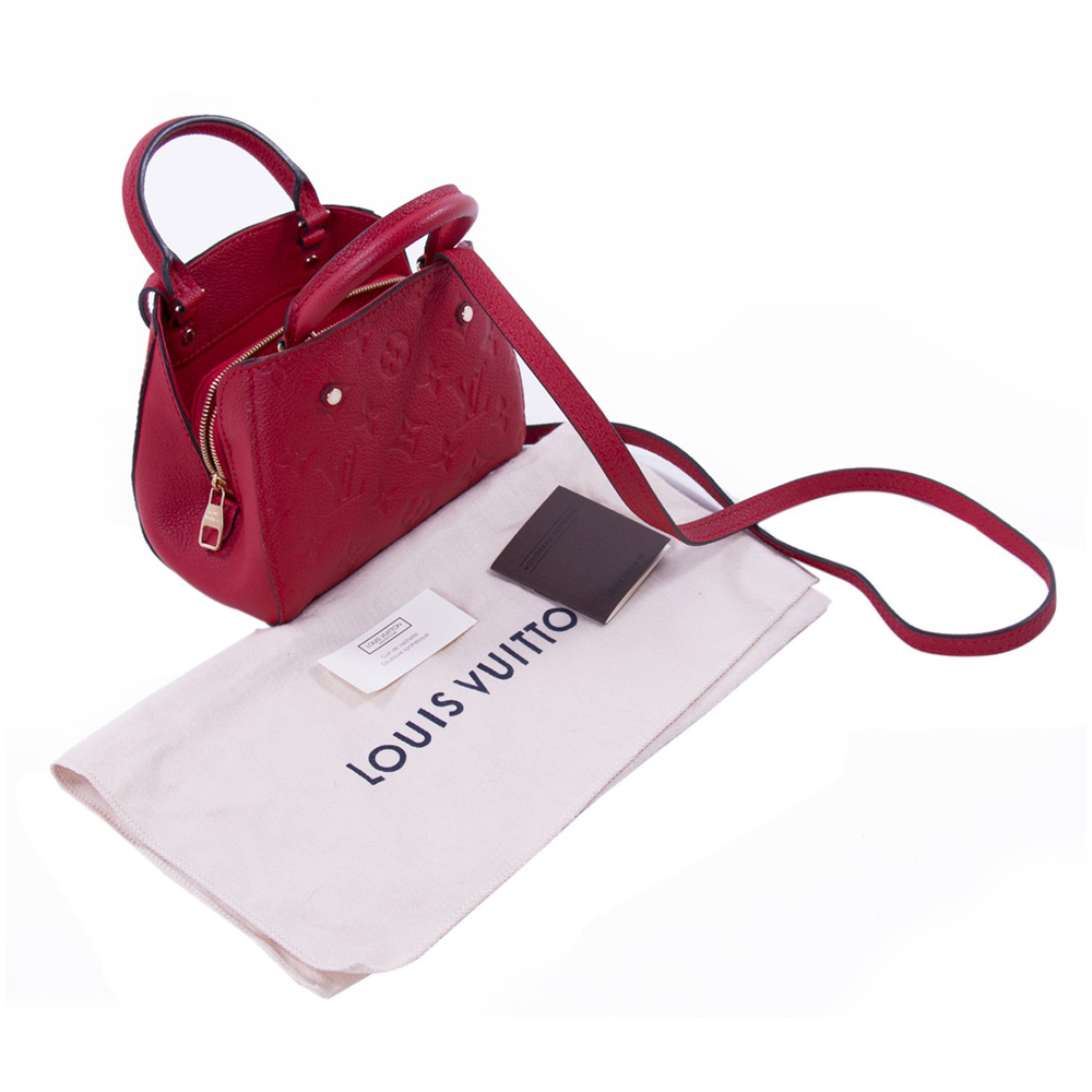 Louis Vuitton - Authenticated Montaigne Handbag - Leather Red Plain for Women, Very Good Condition