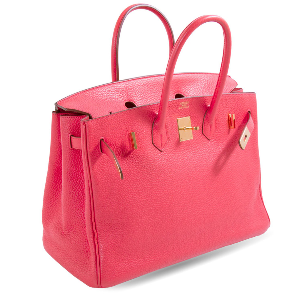 Birkin 35 leather handbag Hermès Pink in Leather - 28965949