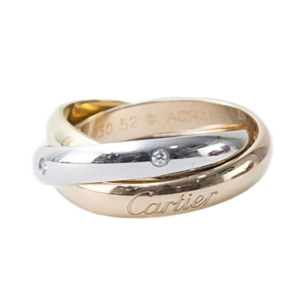 Cartier 18k Tricolor Diamond Trinity Ring