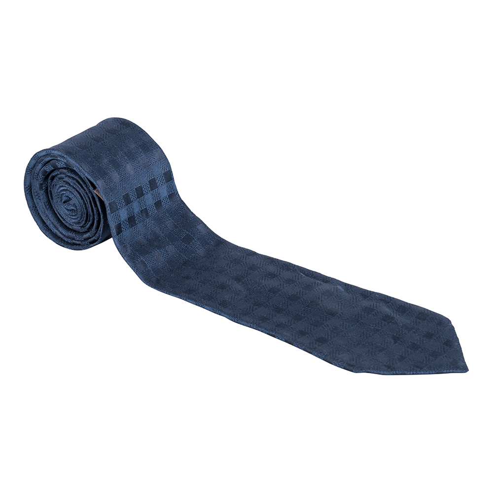 Louis Vuitton Navy Blue Monogram Jasper Silk Tie
