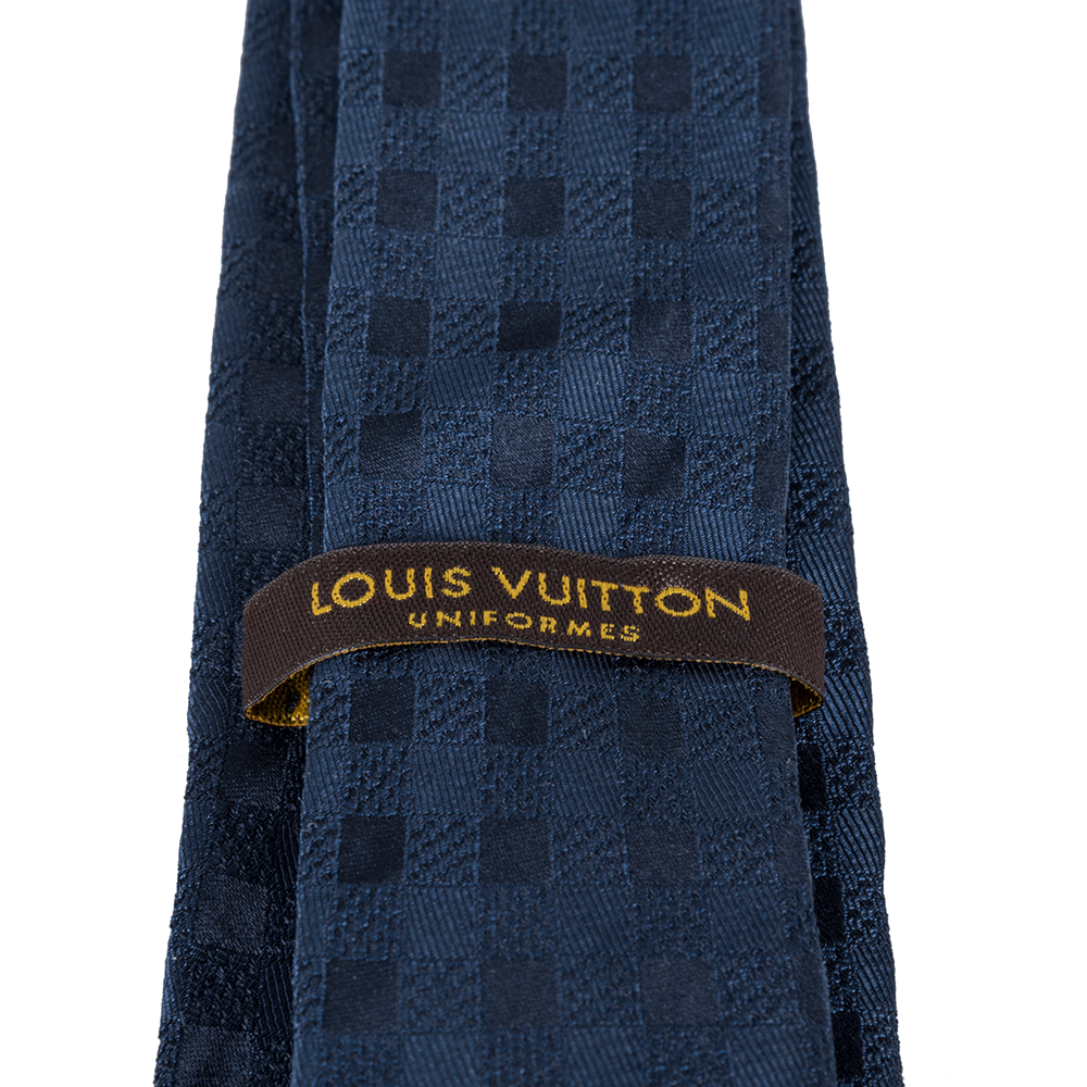 Louis Vuitton Navy Blue Damier Silk Tie Louis Vuitton