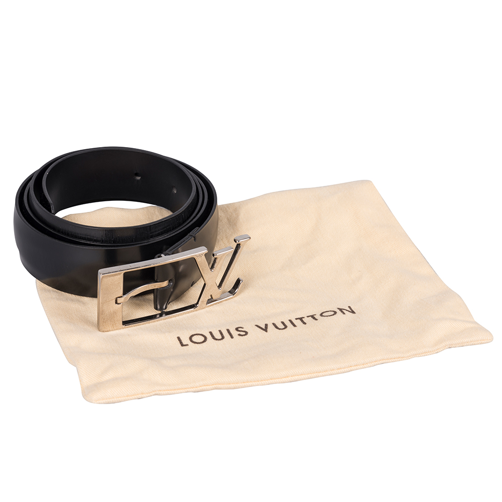 Louis Vuitton Black, Pattern Print 2015 30mm Neogram LV Belt XL