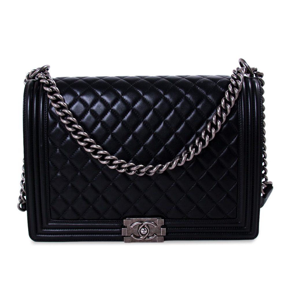 Chanel Large Black Quilted Leather Large Boy Bag