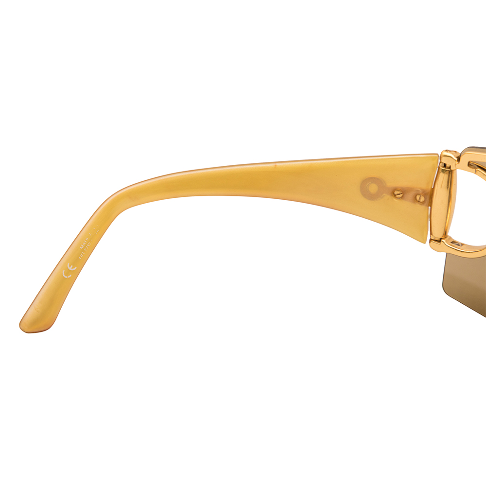 Gucci Brown Horsebit Shield Sunglasses