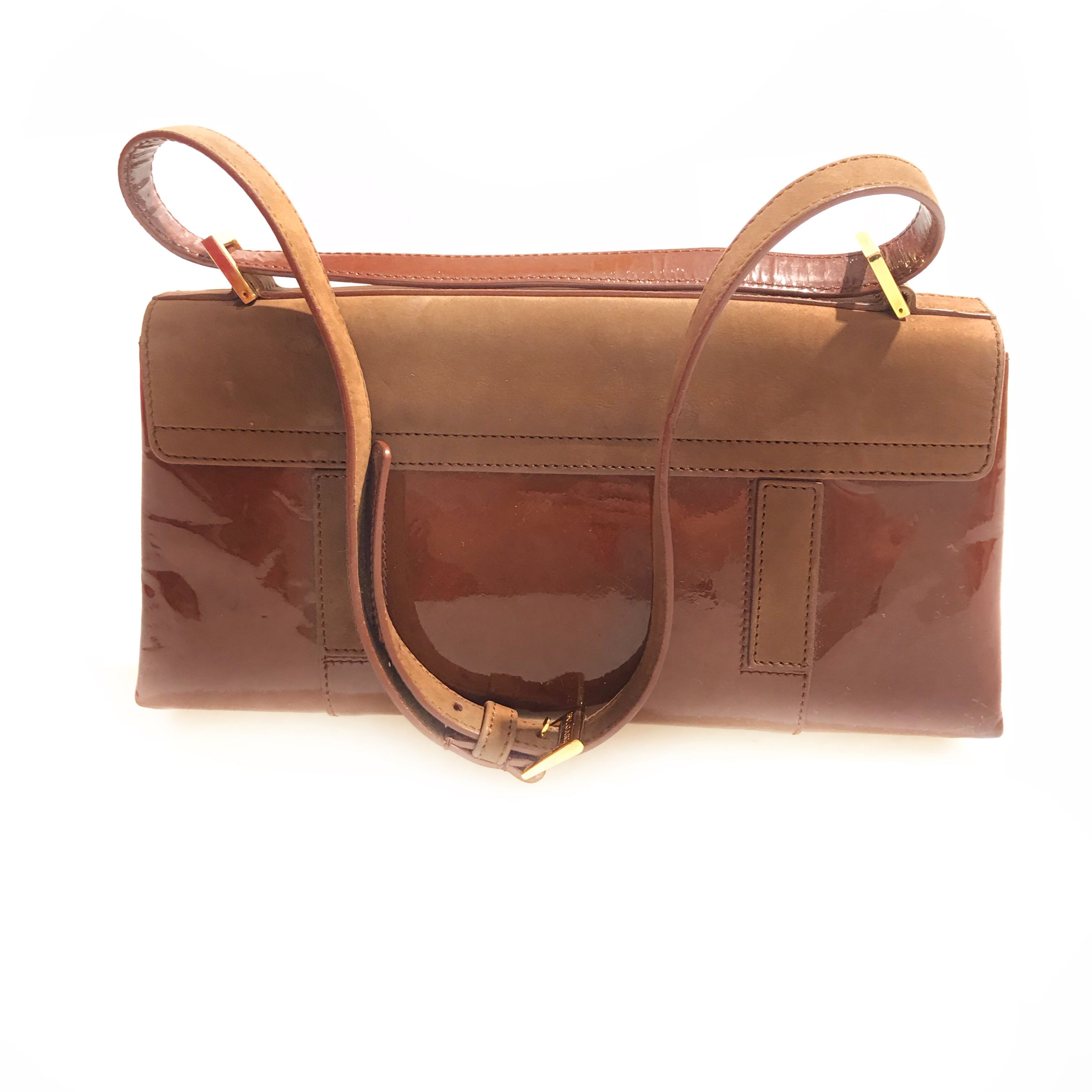 brown patent leather purse