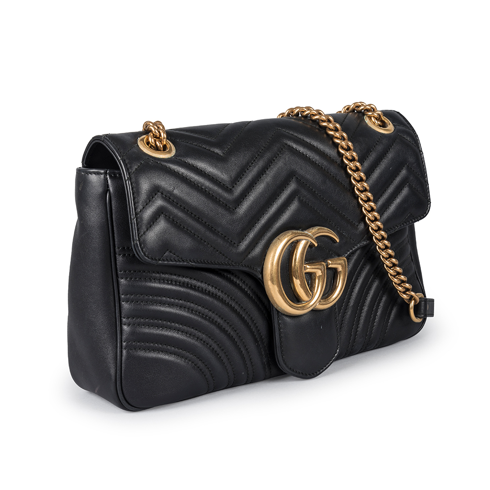 GUCCI: Marmont mini Pochette in quilted leather - Black