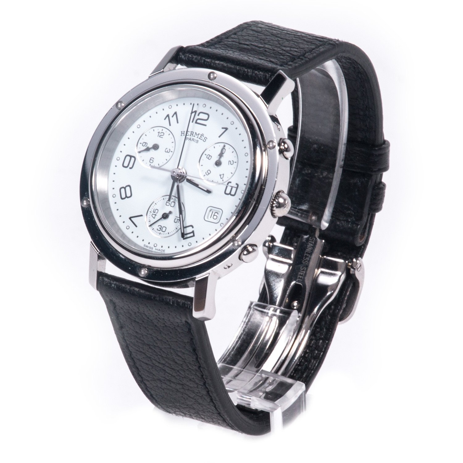 Hermes Stainless Steel Clipper Chronograph Men’s Wristwatch