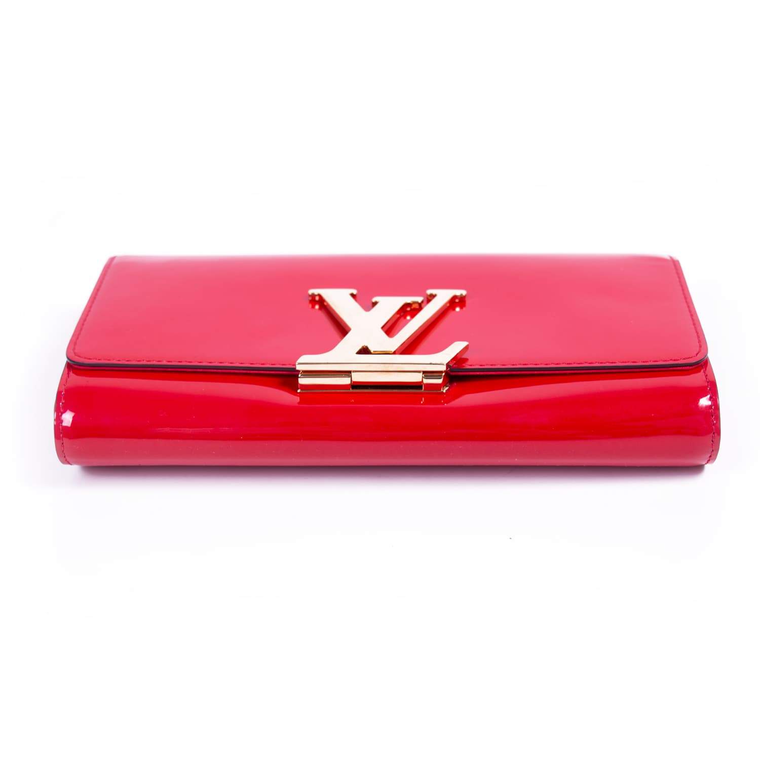 LOUIS VUITTON Red Patent Leather Louise Clutch Shoulder Crossbody Bag