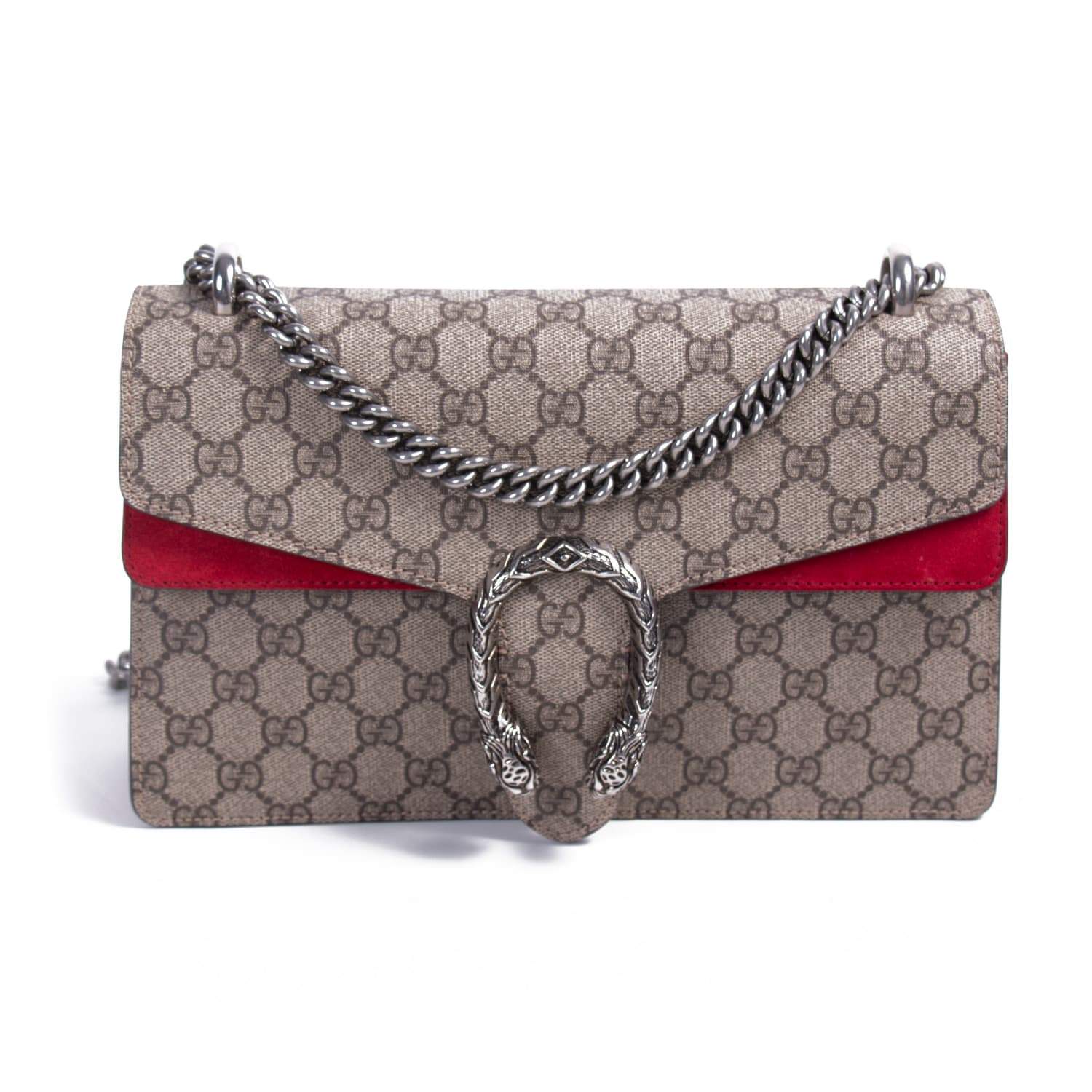 Gucci Beige GG Supreme Canvas Suede Dionysus Shoulder Bag - My Luxury ...