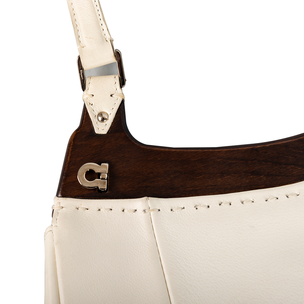 Salvatore Ferragamo White Leather Shoulder Bag - My Luxury Bargain