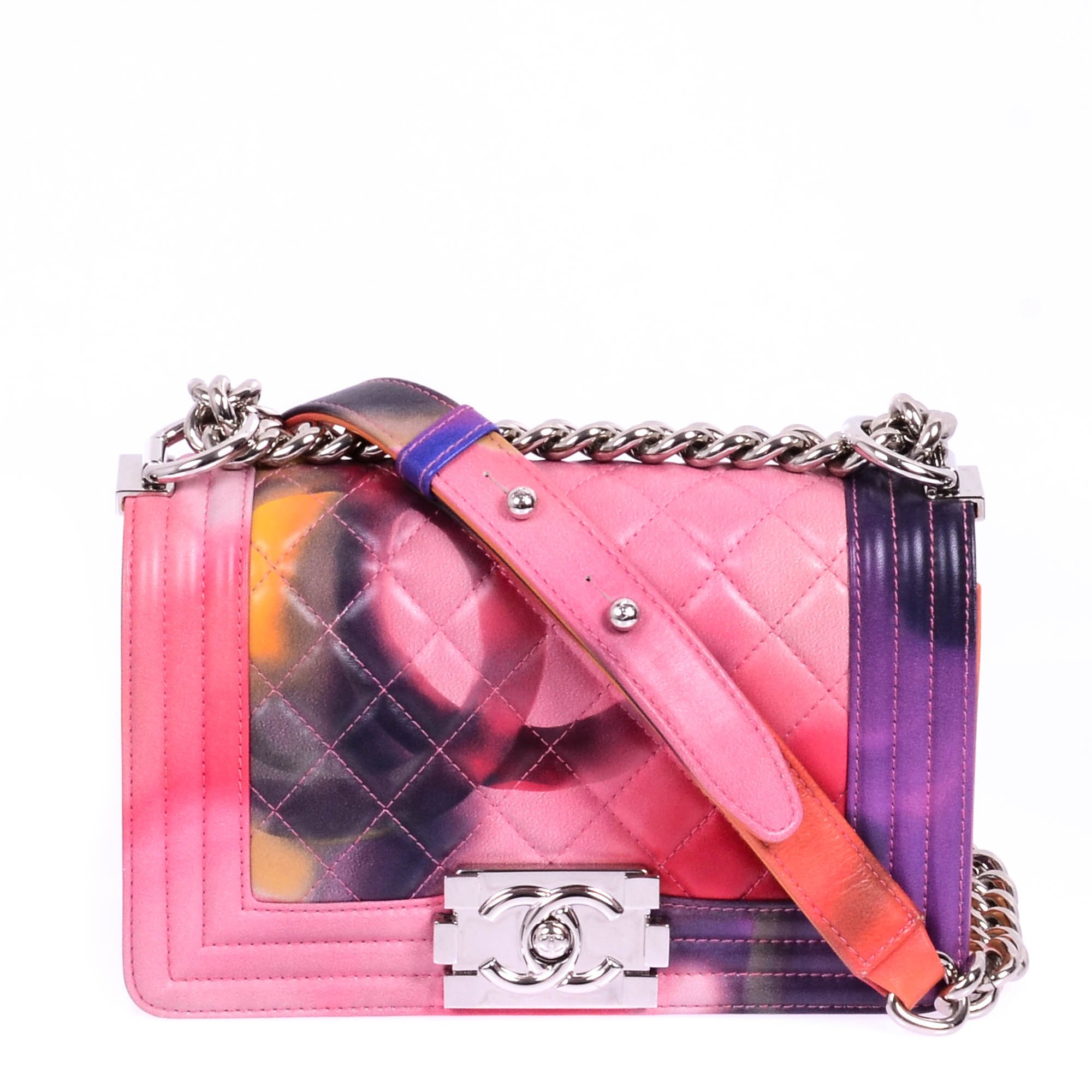 Chanel Multicolor Pink Flower Power Le Boy SHW Handbag