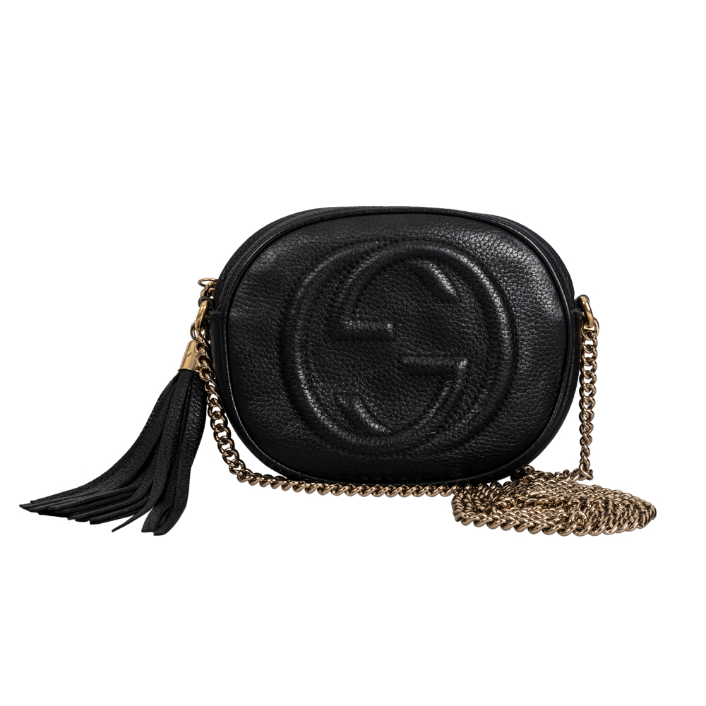 Gucci Black Leather Mini Soho Disco Chain Shoulder Bag