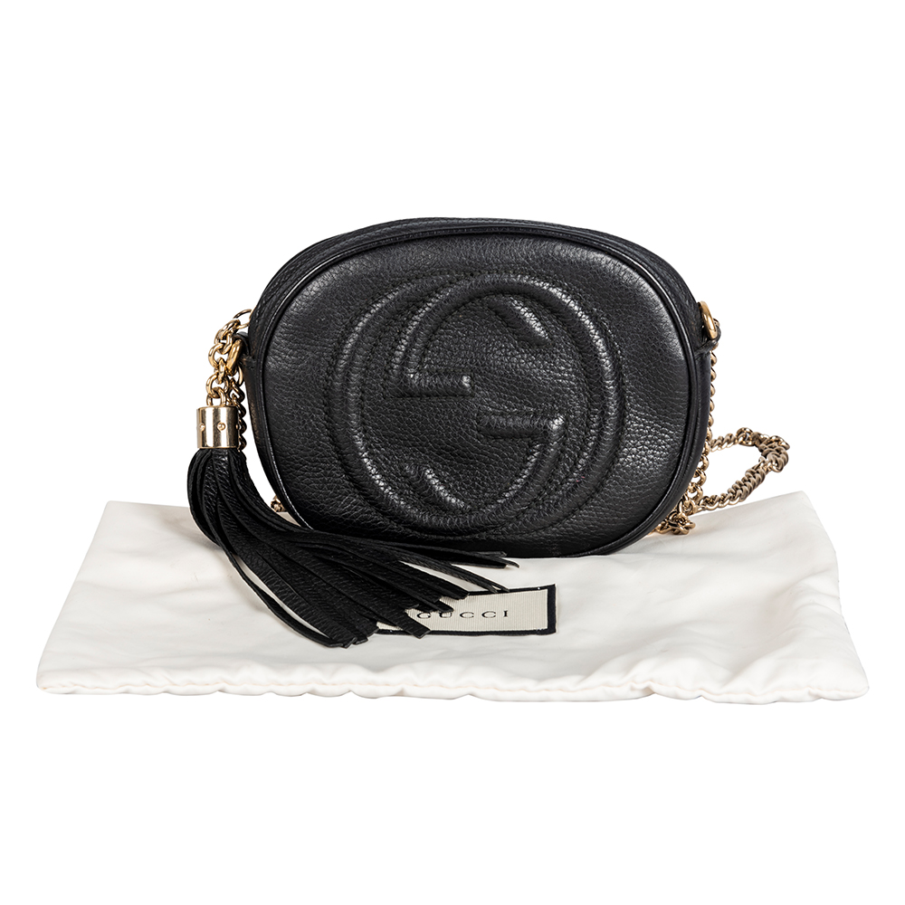 Gucci Black Leather Mini Soho Disco Chain Shoulder Bag