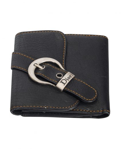 Dior Black Leather Saddle Compact Wallet