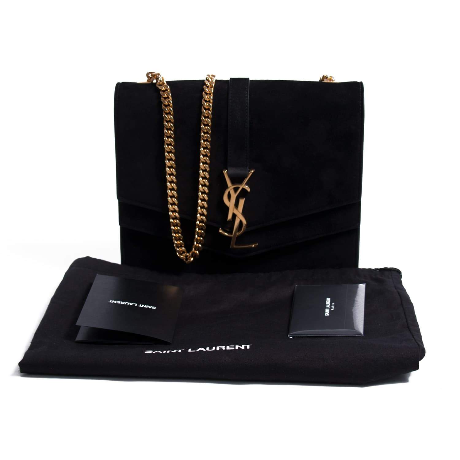 Saint Laurent Paris Black Suede Medium Sulpice Handbag