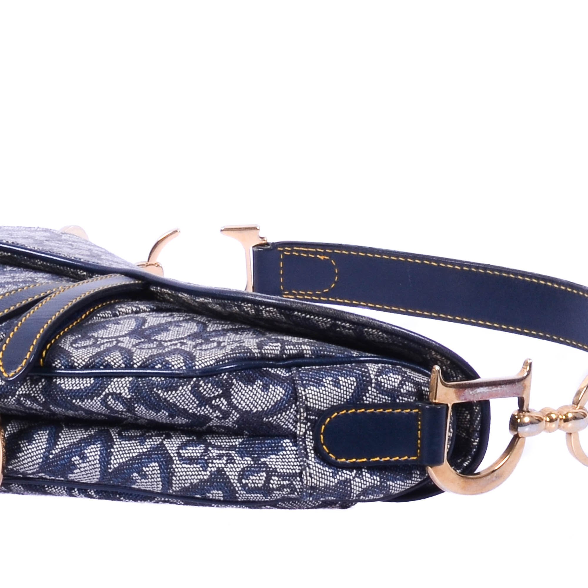 Dior Blue Canvas Leather Saddle Handbag