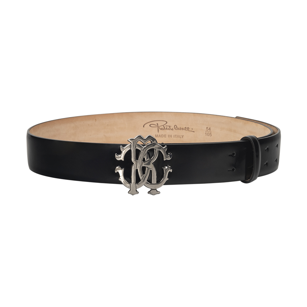 Roberto Cavalli Black Patent Leather Belt 36 Inch
