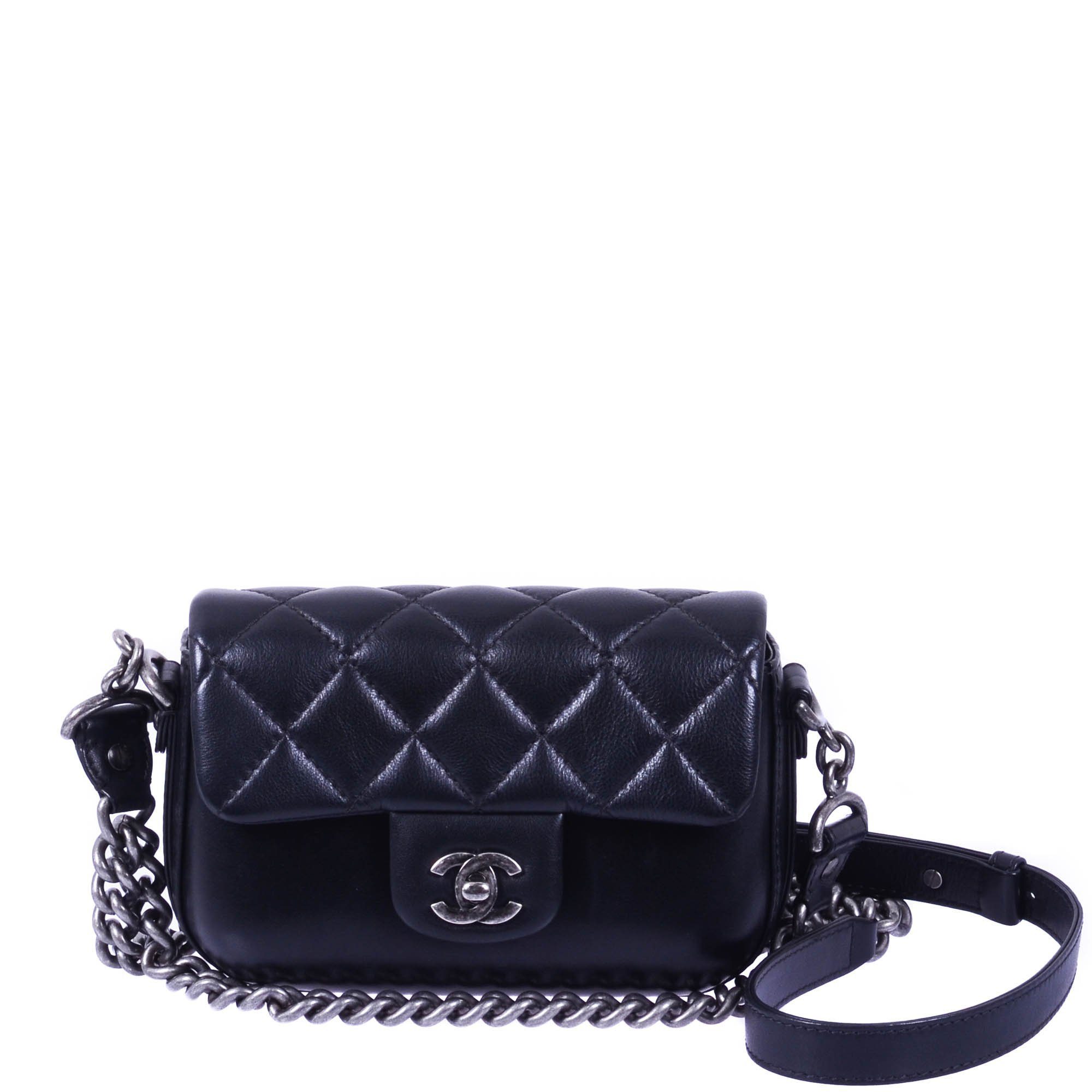 Chanel Black Quilted Leather Flap Bag Boy Chain Bag