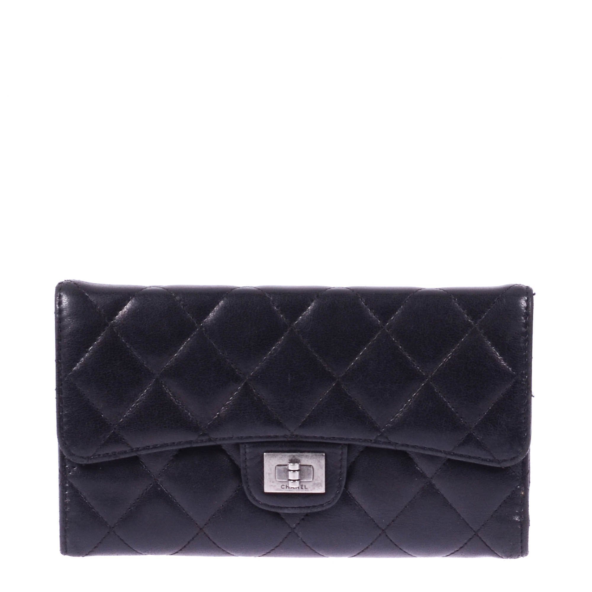 Chanel Black Quilted Leather Reissue Trifold Wallet
