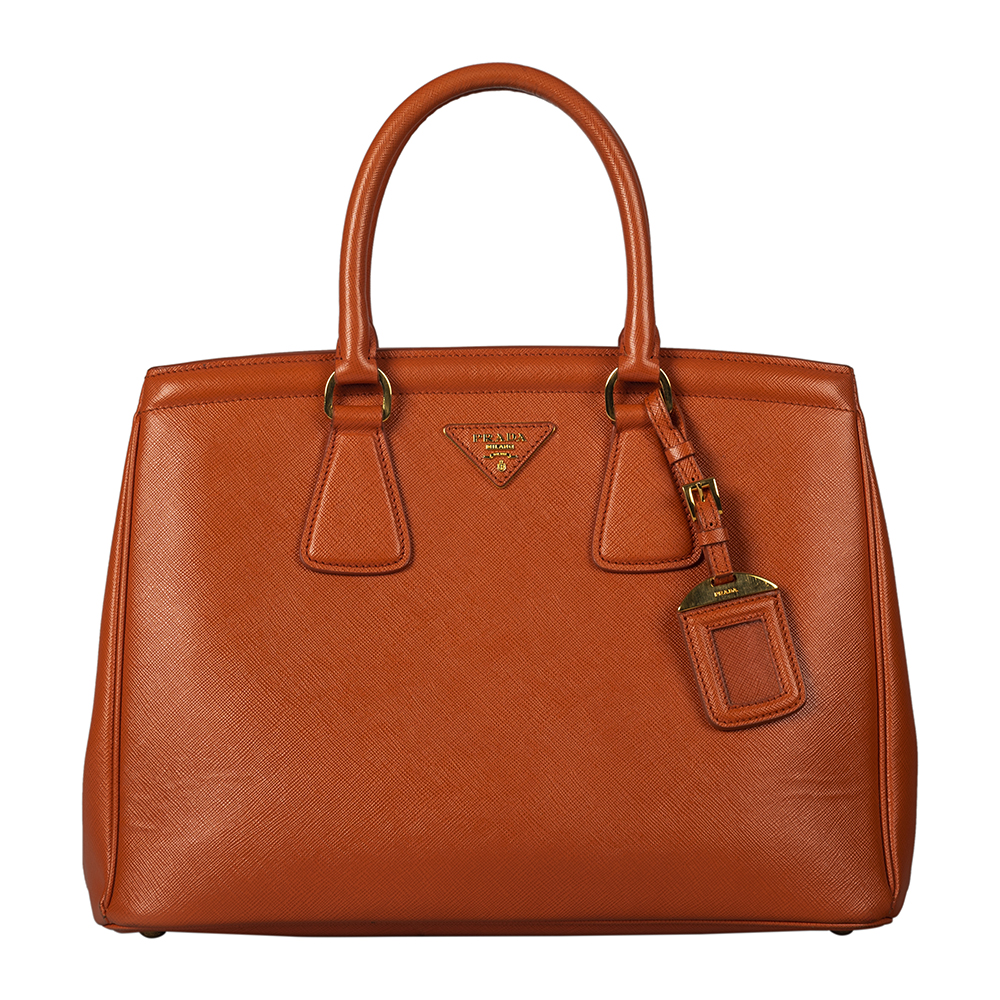 Prada Orange Saffiano Leather Parabole Tote Handbag