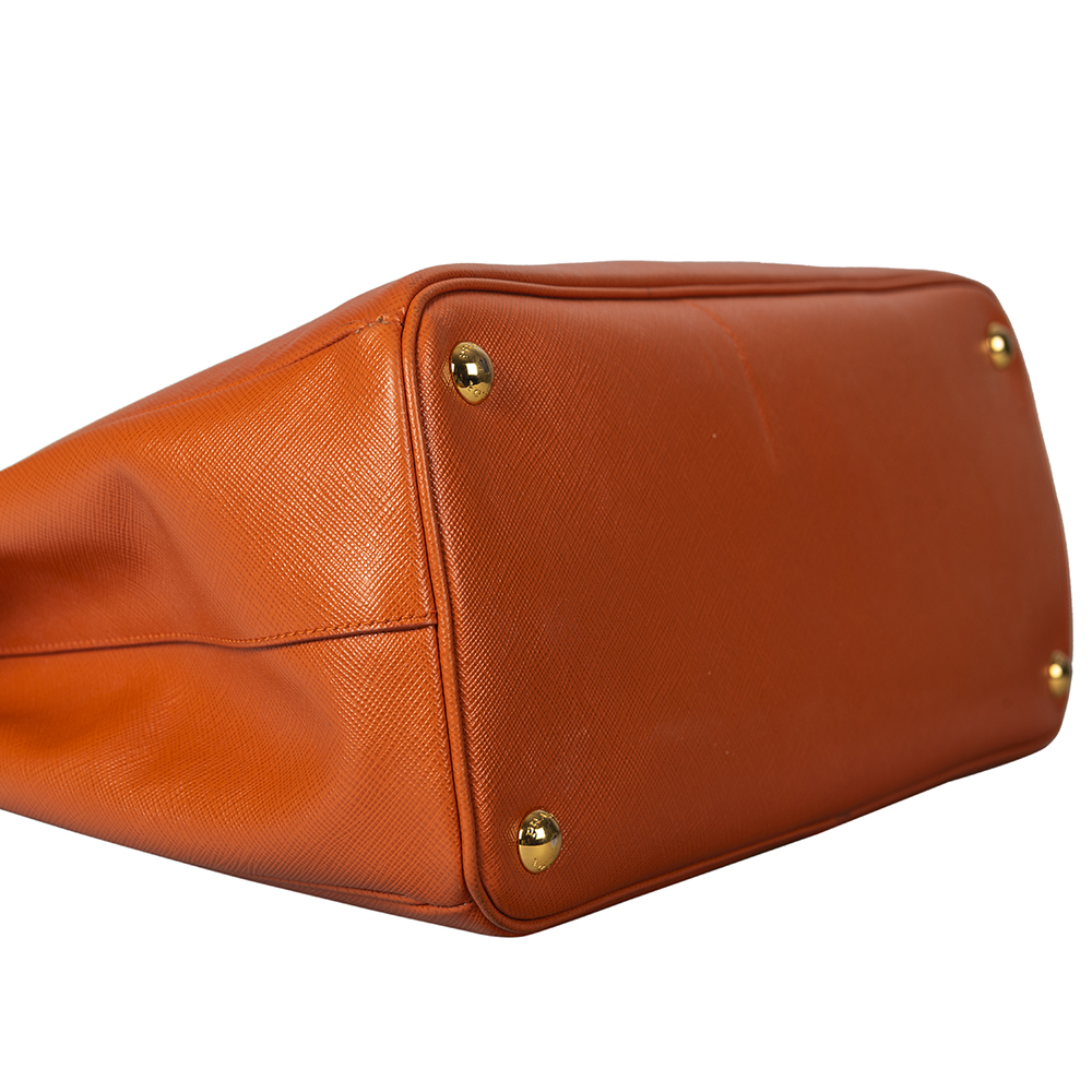 Prada Orange Saffiano Leather Parabole Tote Handbag