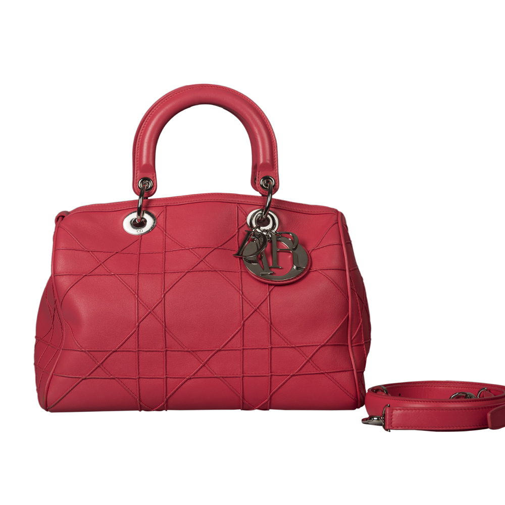 Dior Pink Cannage Quilted leather Granville Polochon Satchel