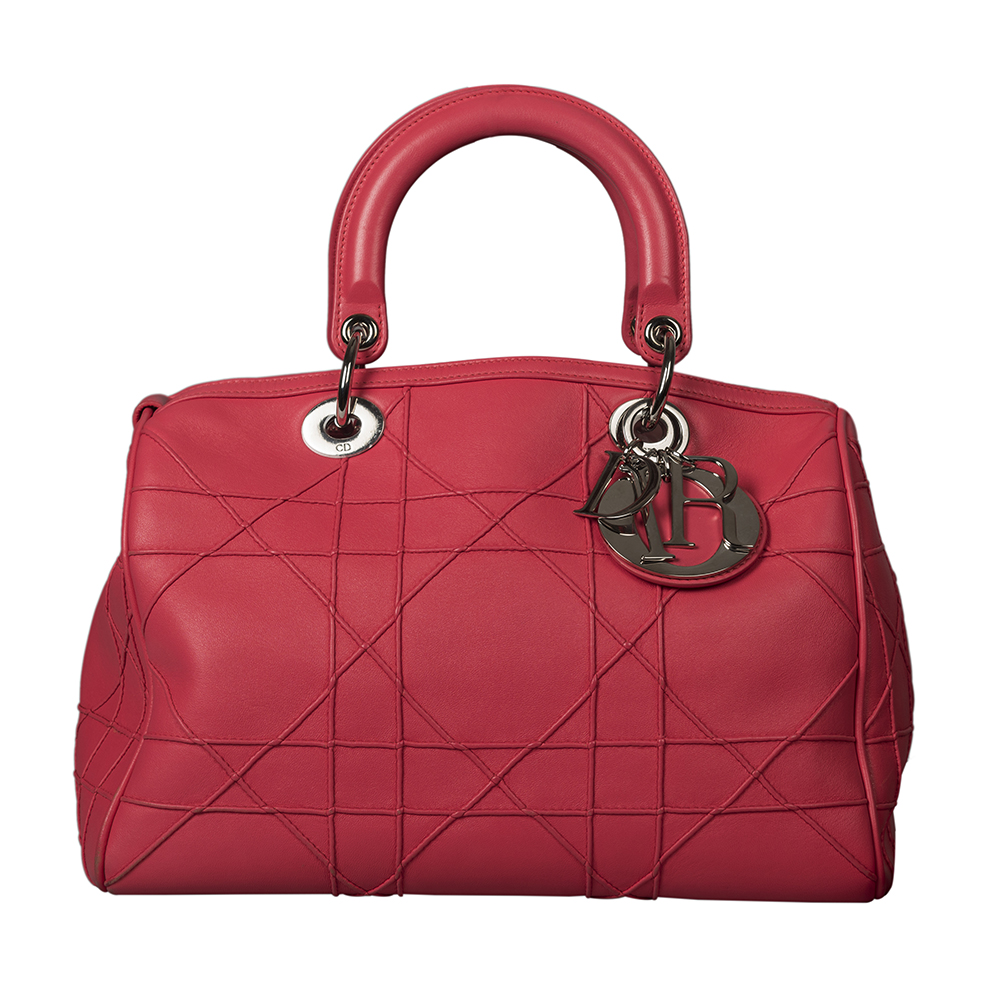 Dior Pink Cannage Quilted leather Granville Polochon Satchel