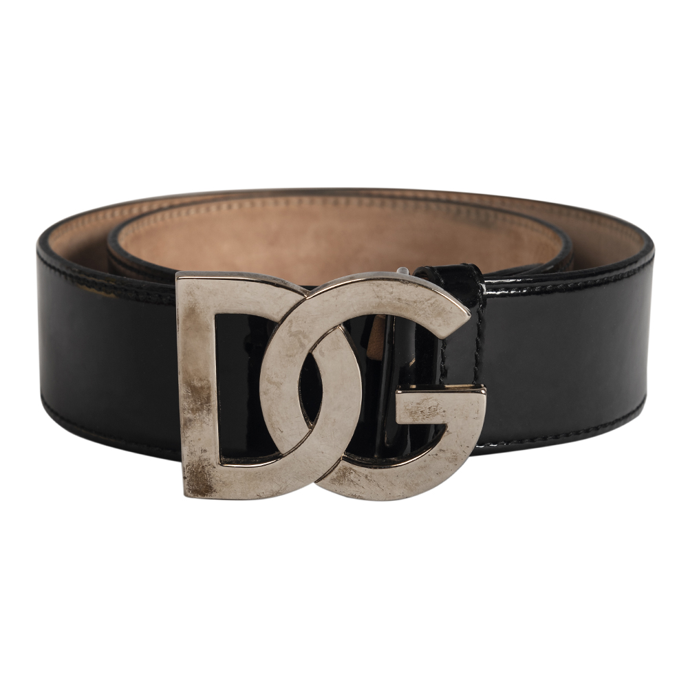 Dolce & Gabbana Black Leather D&G Buckle Belt 30 Inch