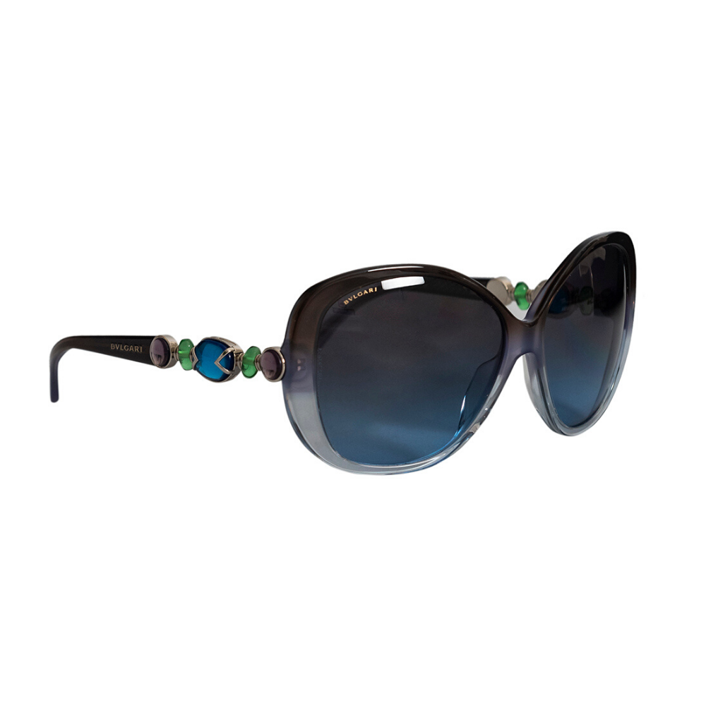 Bvlgari Blue Jeweled 8080-B Cat Eye Sunglasses