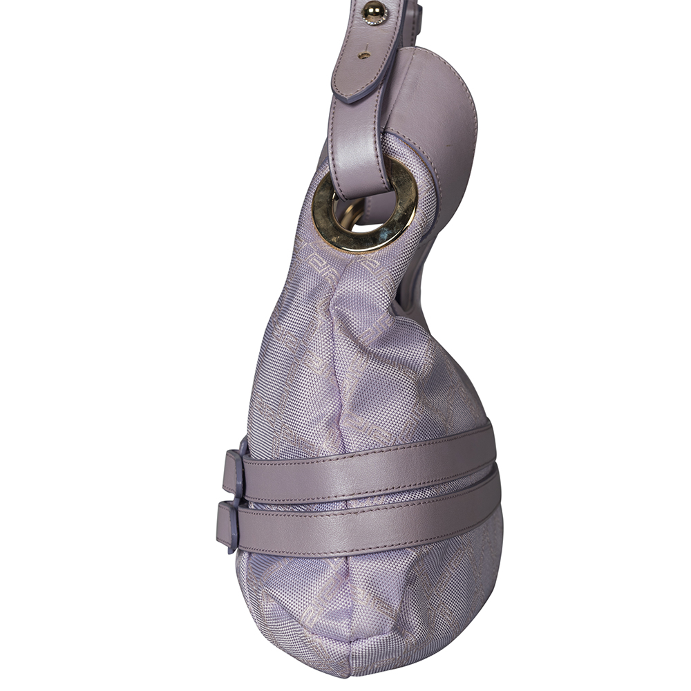 Versace Purple Fabric Leather Shoulder Belt Bag