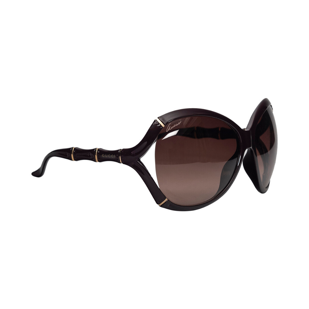 Gucci Dark Brown Bamboo Effect Oversize Square Women Sunglasses