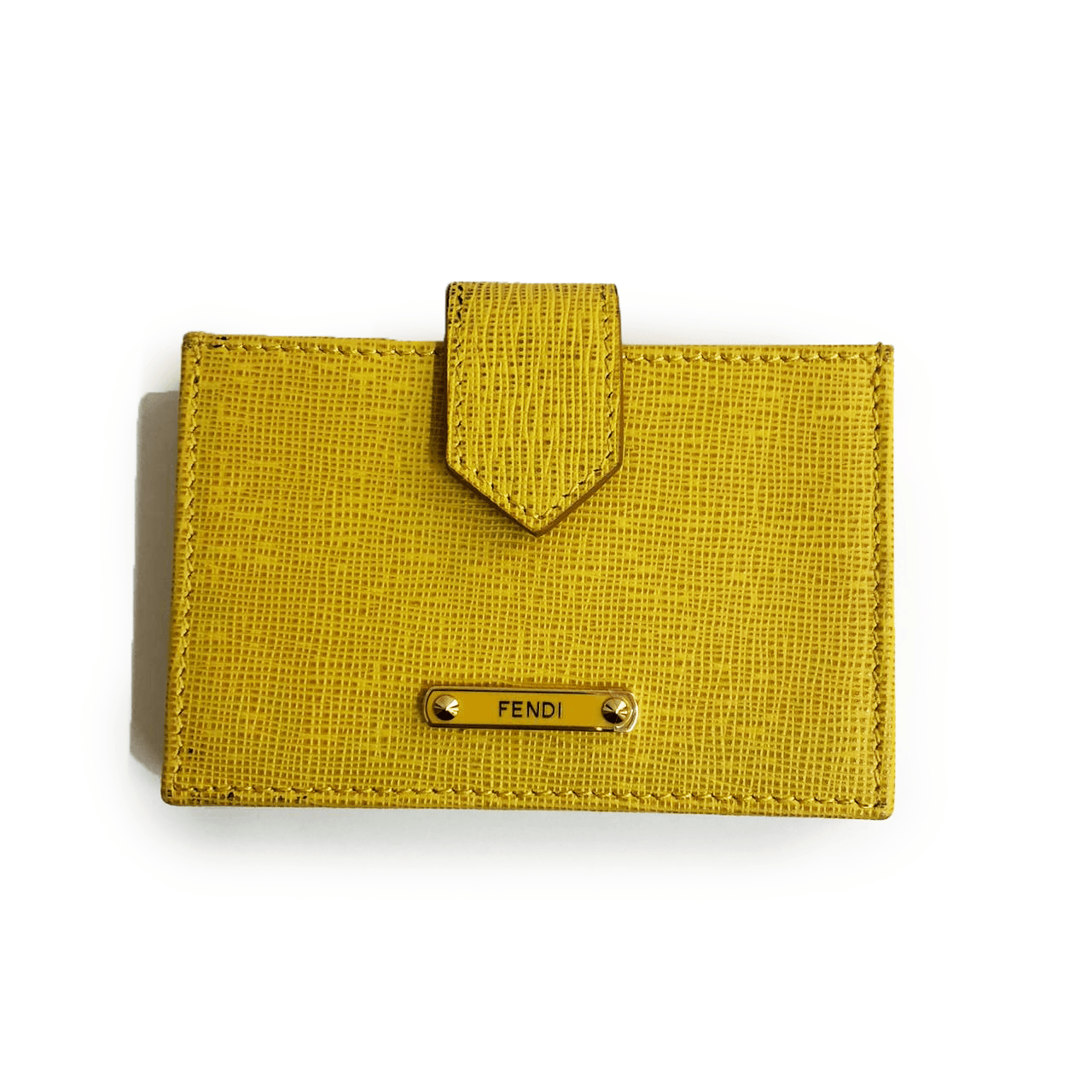Fendi Yellow Saffiano Leather Card Holder