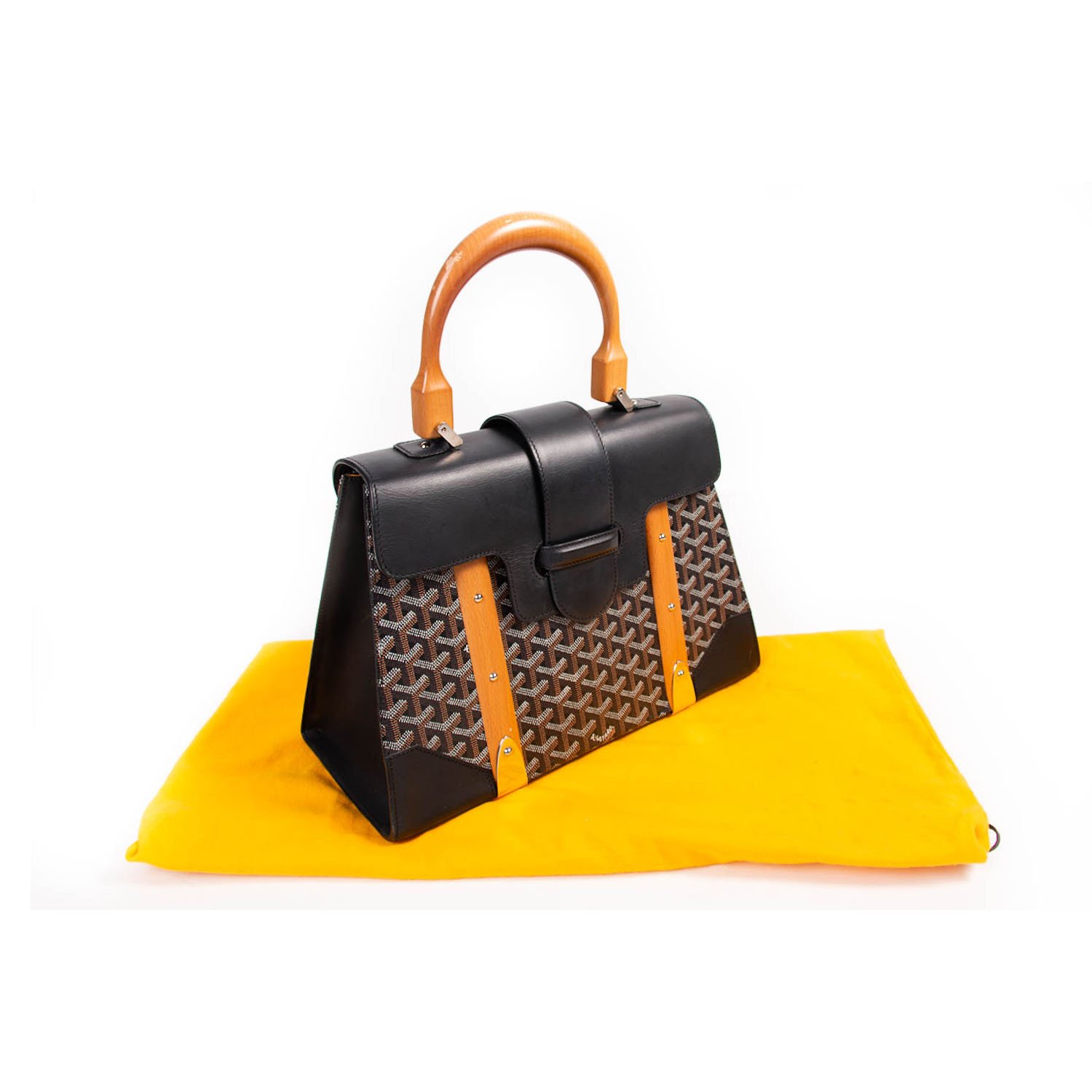 Goyard Black Coated Canvas Leather Saigon Top handle Handbag