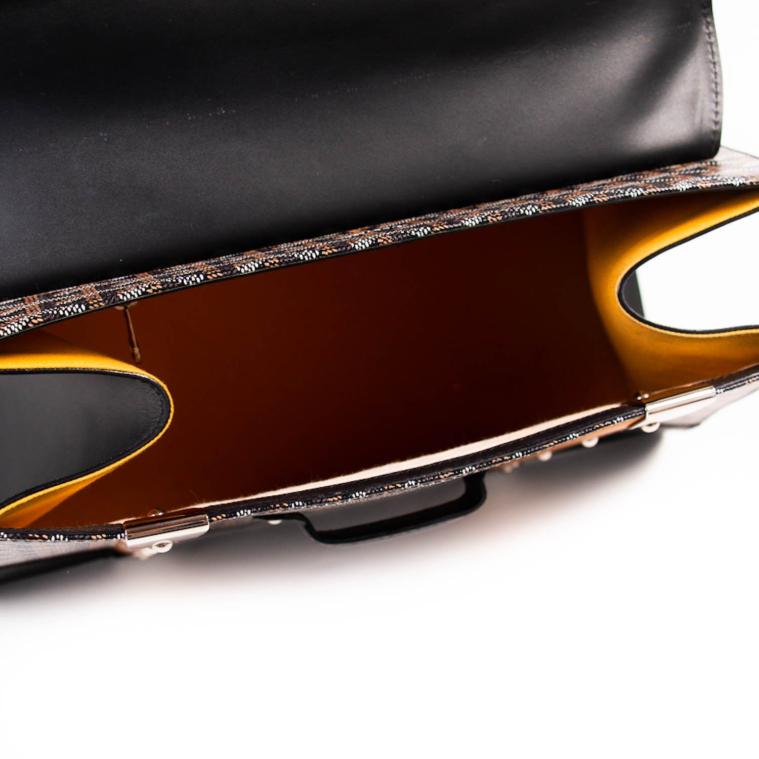 Goyard Black Coated Canvas Leather Saigon Top handle Handbag