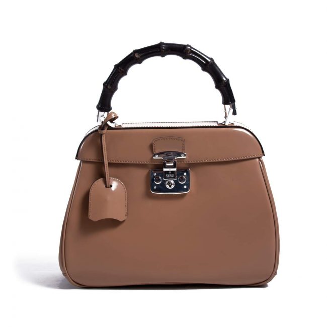 Gucci Lady Tan Leather Lock Top Handle Bag
