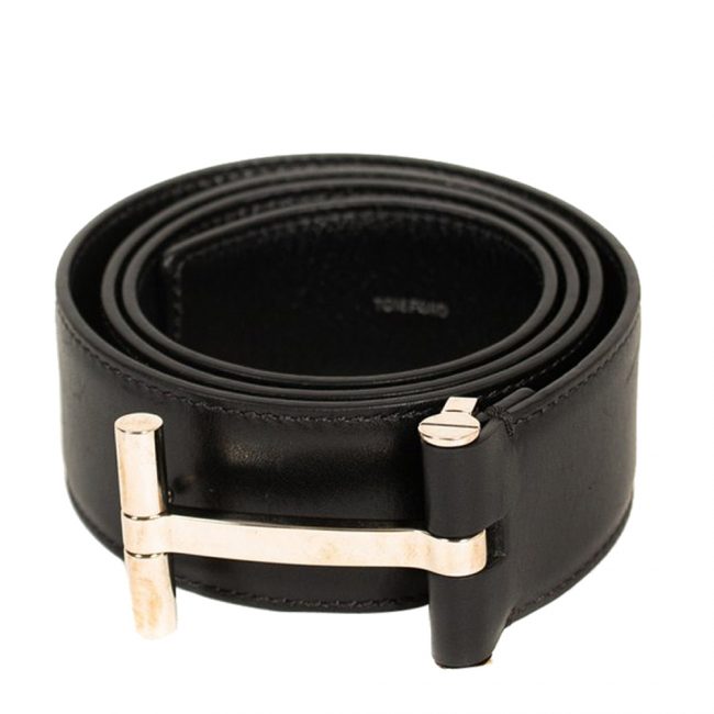 Tom Ford Black Leather T Buckle Belt 34 Inch