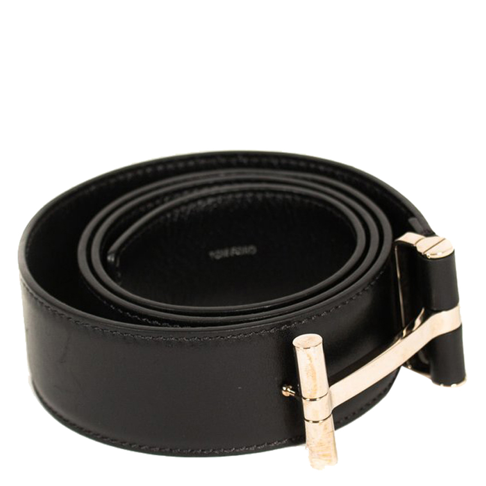 Tom Ford Black Leather T Buckle Belt 34 Inch