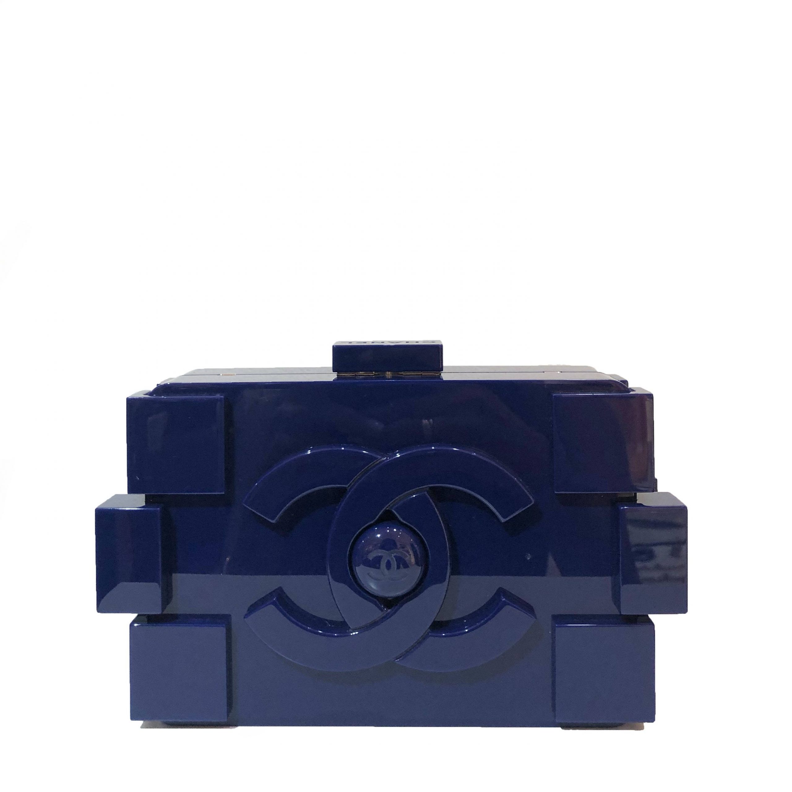 Chanel Limited Edition Blue Plexiglass Boy Brick Lego Clutch