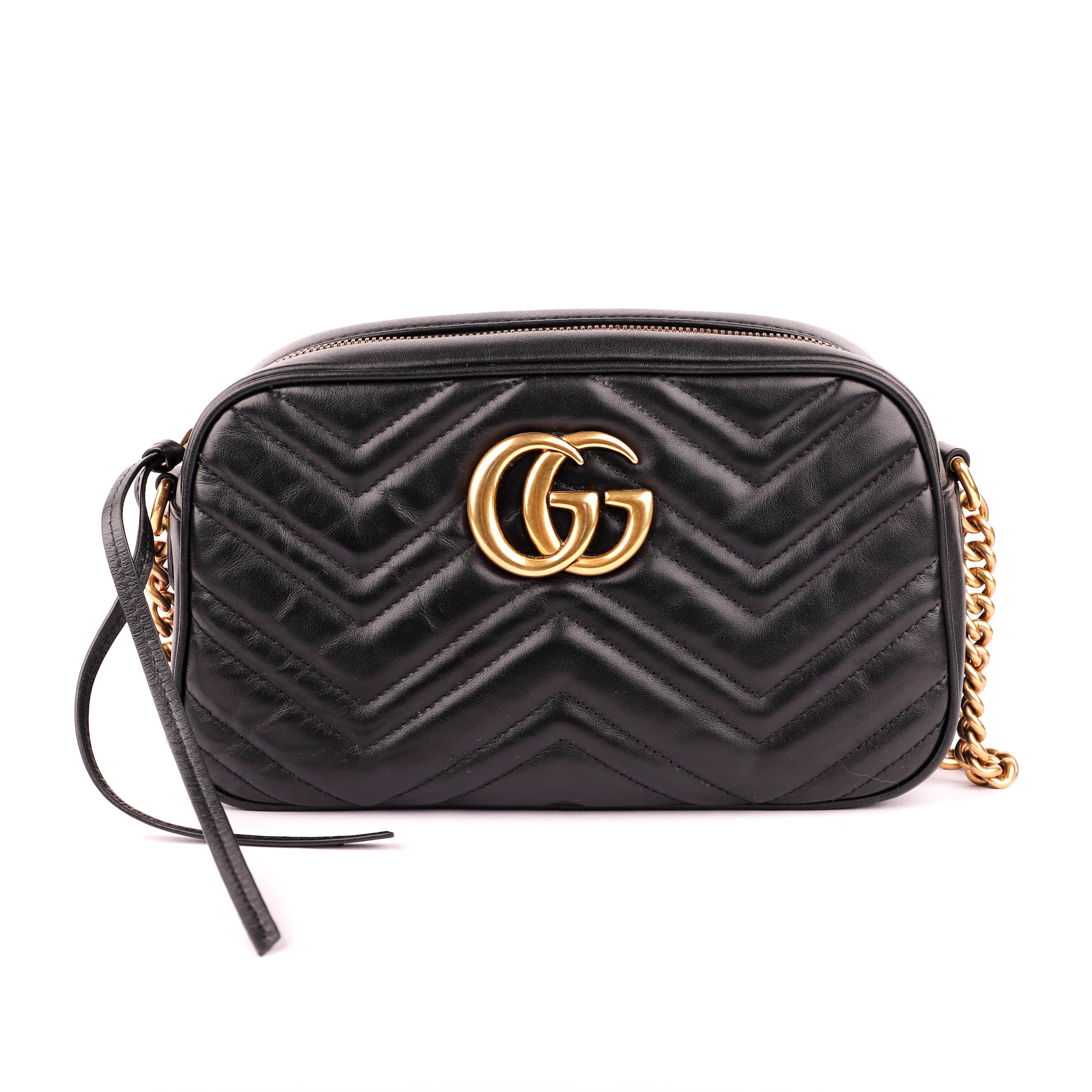 Gucci Black Matelasse Leather Marmont Crossbody Bag